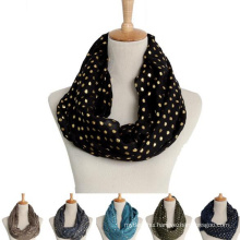 China wholesale round dot gold stamp fashion circle round scarf cotton loops scarf